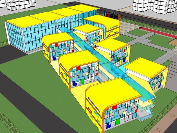 Modern Multi-Story Kindergarten Campus Design | SketchUp School Model