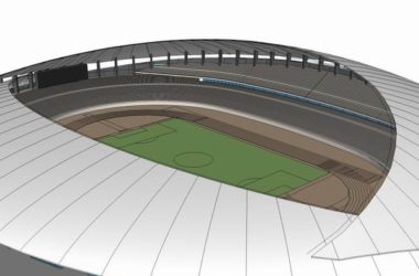 SketchUp Model of Tianjin Xiqing District Sports Center Featuring a Modern Football Field-BIM WORLD