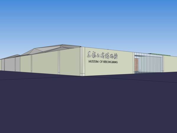 SketchUp Cultural Model: Multi-Story Heilongjiang Provincial Museum in Modern Architectural Style