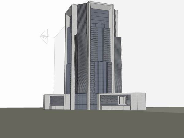 Modern High-Rise Office Building Model in SketchUp