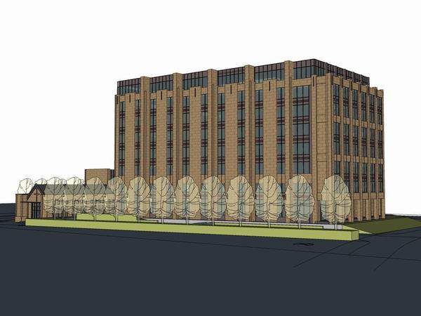 Modern Multi-Story Office Building Model in SketchUp