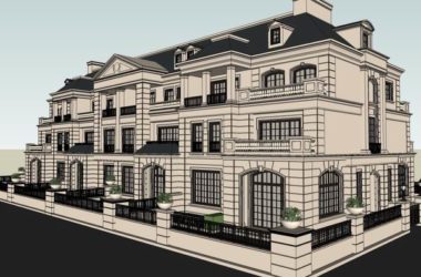 SketchUp Residential Model: Multi-Story Classical Style Clubhouse-BIM WORLD