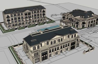 Classical Multi-Story Residential Clubhouse SketchUp Model-BIM WORLD