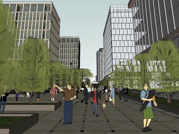SketchUp Complex Model: Modern High-Rise Office, Commercial, and Hotel Building