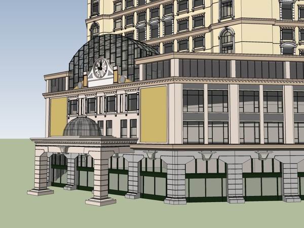 Classical Style High-Rise Hotel Model in SketchUp