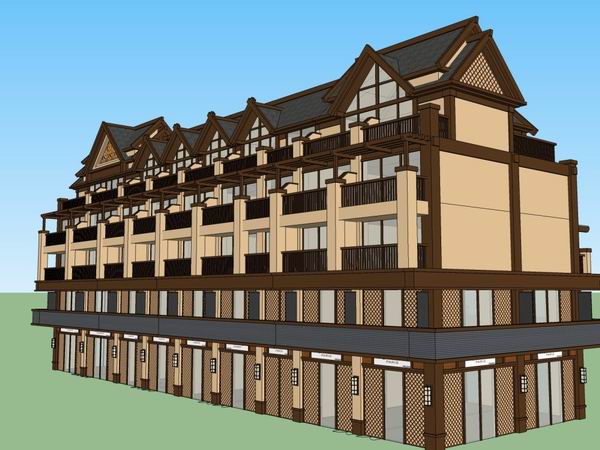 SketchUp Business Model: Multi-Story Classical Commercial Street Design