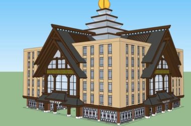 SketchUp Business Model: Multi-Story Commercial Building with Classical Clubhouse Design-BIM WORLD