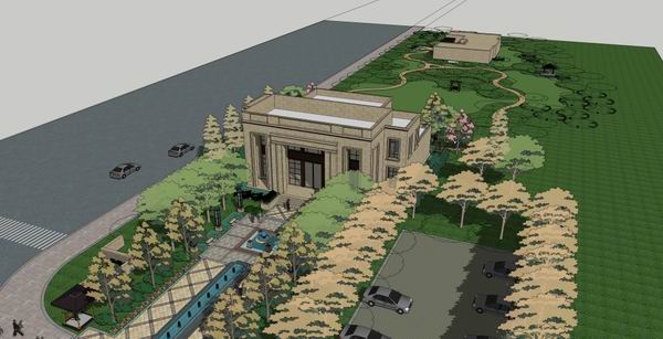 SketchUp Multi-Story Residential and Sales Office Model in Classical Style