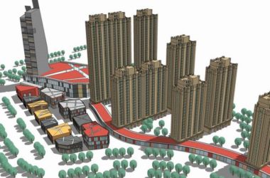 SketchUp Complex Model: Multi-Story High-Rise Office, Residential, and Commercial Building in Modern Style-BIM WORLD