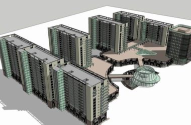 SketchUp Complex Model: Multi-Story High-Rise Office, Residential, and Commercial Building in Modern Style-BIM WORLD