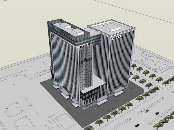 Modern High-Rise Office Building SketchUp Model