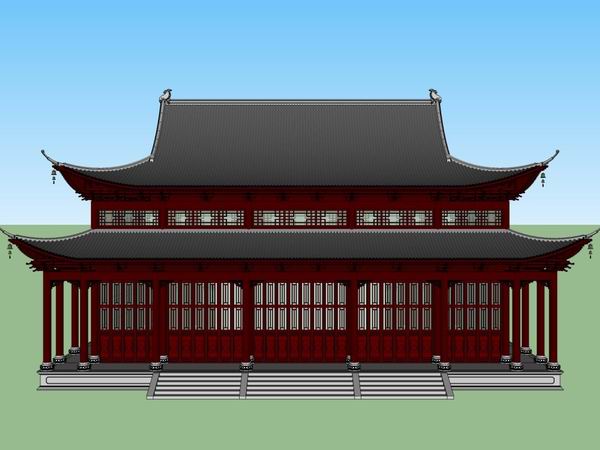 SketchUp Model of Ancient Chinese Multi-Storey Shakya Mani Hall