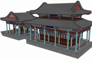 SketchUp Model of Ancient Chinese Architecture: Multi-Story Painted Boat-BIM WORLD