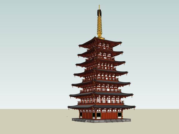 SketchUp Model of a Multi-Story Ancient Chinese Pagoda