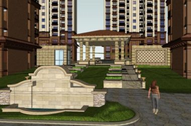 SketchUp Residential Model: High-Rise with Sloping Roof in Spanish Classical Style-BIM WORLD