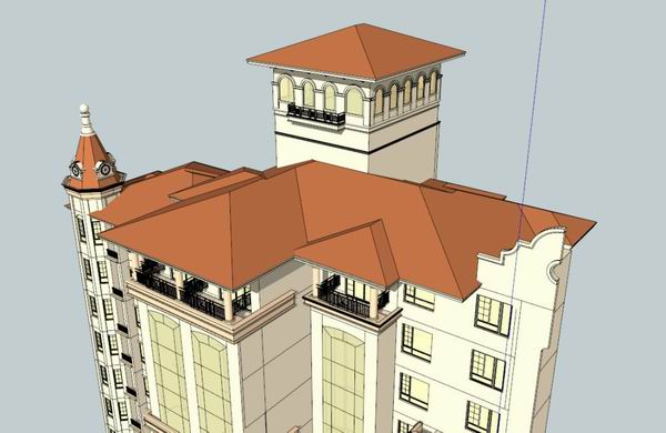 Super Tall Residential Model in Spanish Classical Style | SketchUp Design