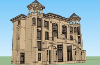SketchUp Residential Model: Multi-Story Classical Style Home-BIM WORLD