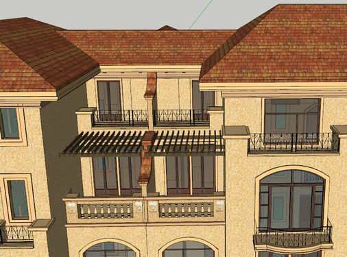SketchUp Residential Model: Multi-Story Classical Style Home