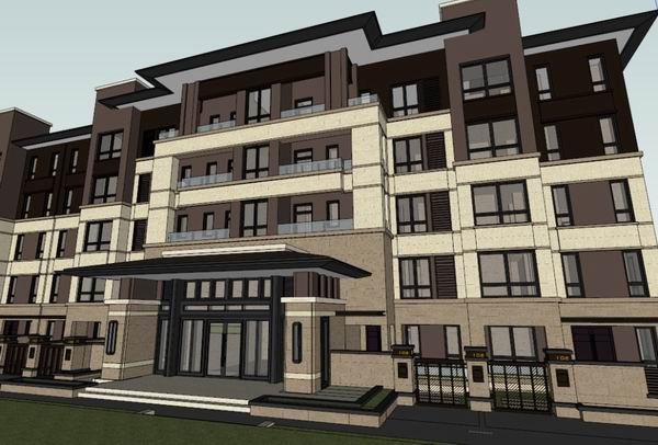SketchUp Residential Design: Modern Multi-Story Home with Garden