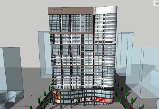 SketchUp Business Model: Modern High-Rise Apartments with Ground-Floor Commercial Spaces