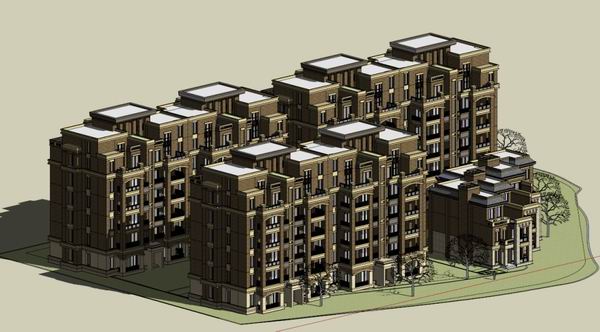Classical Multi-Story Residential Model in SketchUp