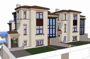 SketchUp Residential Model: Multi-Story Classical Villa with Sloping Garden-BIM WORLD