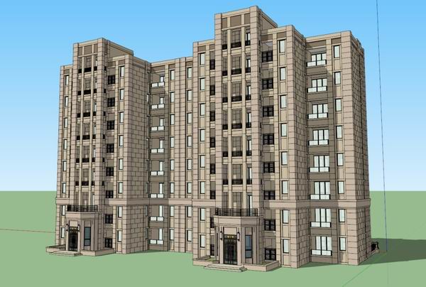Modern Multi-Story Residential Model in SketchUp