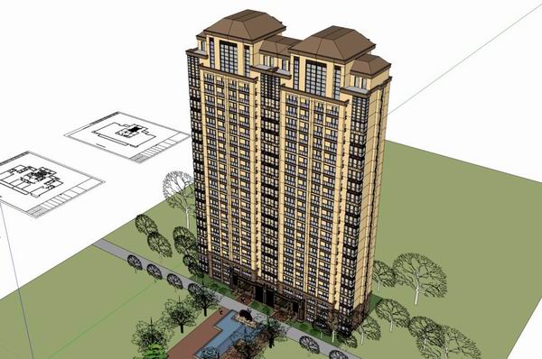 SketchUp Residential Models: Classical-Style High-Rise Buildings