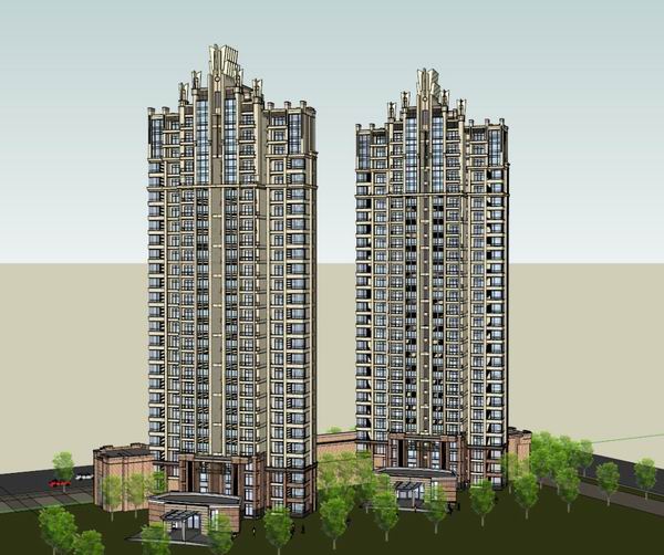 SketchUp Residential Models: High-Rise Buildings in Classical Style