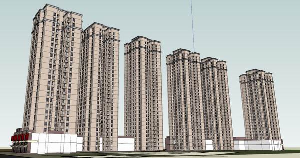 Modern High-Rise Residential Building with Ground-Floor Commercial Space | SketchUp Model