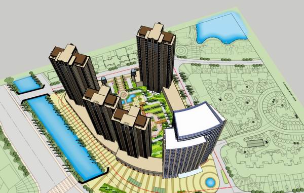 Modern SketchUp Models: High-Rise Residential, Office Buildings, and Street-Level Businesses