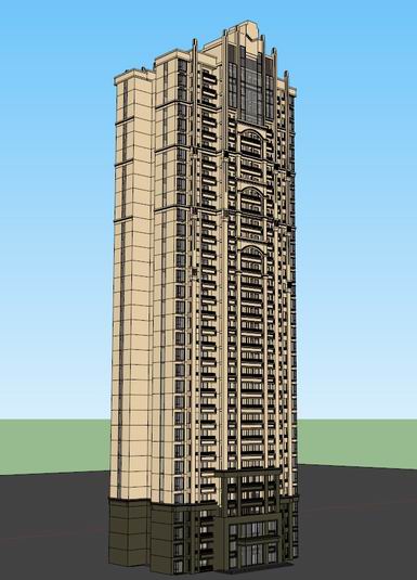 Modern Super High-Rise Residential Model in SketchUp