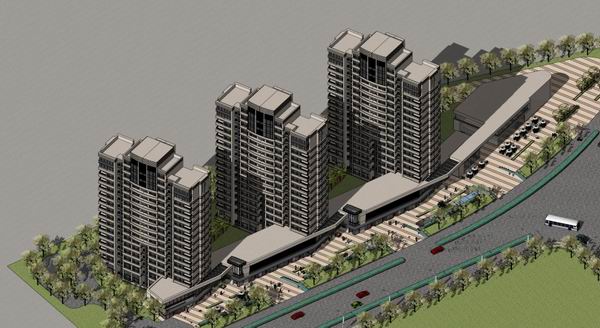SketchUp Residential Model: High-Rise Living with Street-Level Commercial Spaces in Classic Style