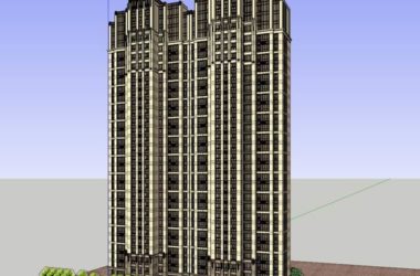 SketchUp Residential Model: Classical High-Rise with Ground-Level Commercial Space-BIM WORLD