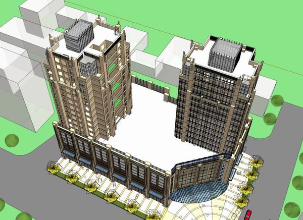 Modern High-Rise Residential SketchUp Model with Ground-Level Commercial Space