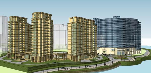 Modern Curved High-Rise Hotel and Residential SketchUp Model