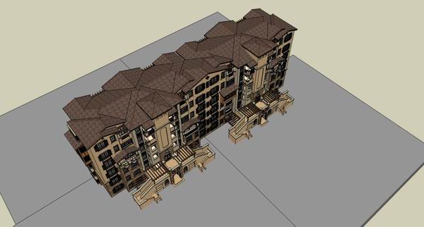 Classical Multi-Story Residential Model in SketchUp