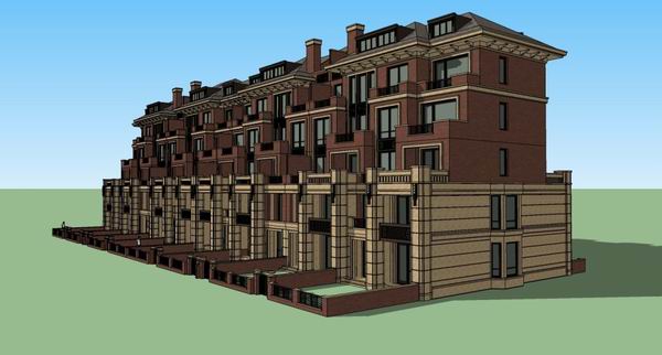SketchUp Residential Model: Multi-Story Western Classical Style Home