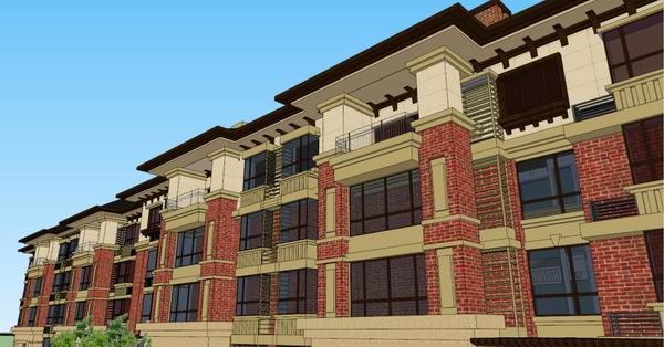 SketchUp Residential Model: Multi-Story Classical Style Home