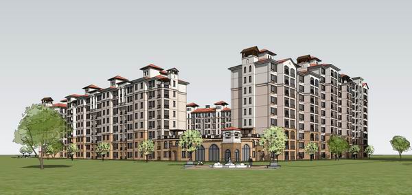 Classical 11-Story High-Rise Residential Building Model in SketchUp