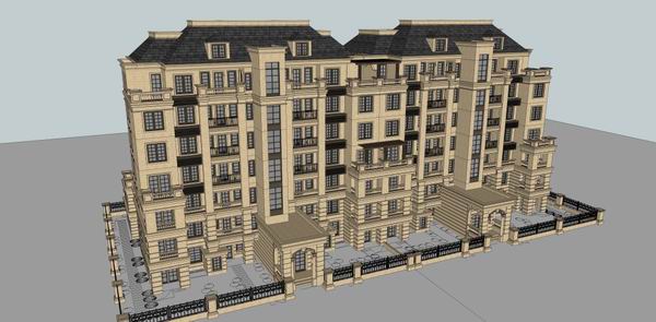 SketchUp Model of a 7-Story Western Classical Residential Building