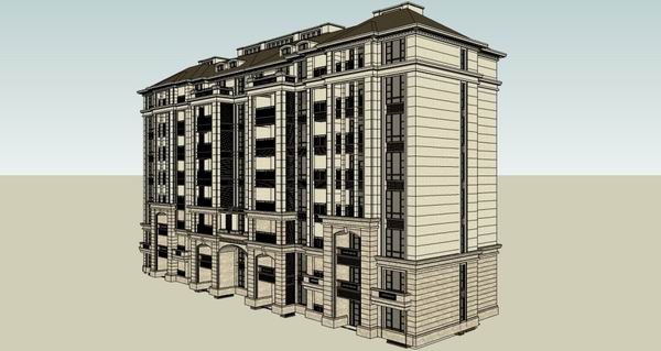 Classical Multi-Story Residential Model in SketchUp