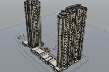 Modern 30-Story Mixed-Use Building: Residential Above, Commercial Below in SketchUp Model-BIM WORLD