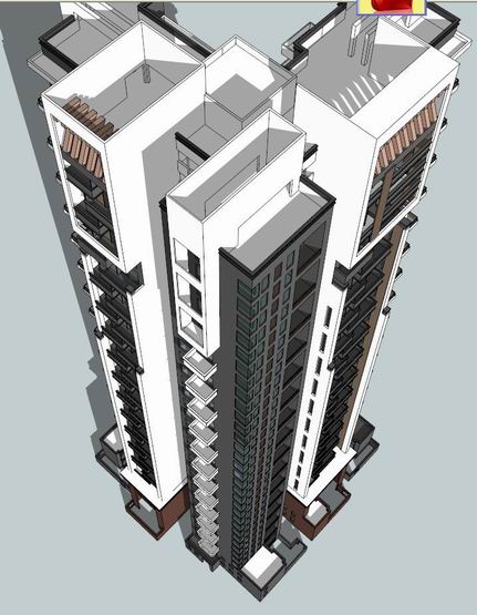 SketchUp Model of a 32-Story Modern Chinese High-Rise Residential Building