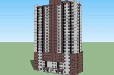 Modern 22-Story High-Rise Residential Building with Ground-Level Commercial Space – SketchUp Model-BIM WORLD