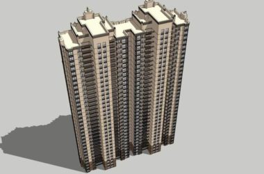 SketchUp Model of a 33-Story Classical High-Rise Residential Building-BIM WORLD