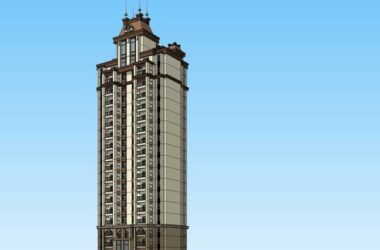 Classical 18-Story High-Rise Residential Building SketchUp Model-BIM WORLD