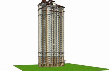 SketchUp Model of a 30-Story Classical High-Rise Residential Building-BIM WORLD
