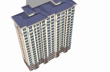 Classical 18-Story High-Rise Residential Building SketchUp Model-BIM WORLD