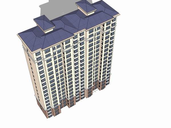 Classical 18-Story High-Rise Residential Building SketchUp Model